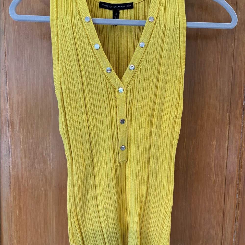 White House Black Market Yellow V-Neck Sweater
